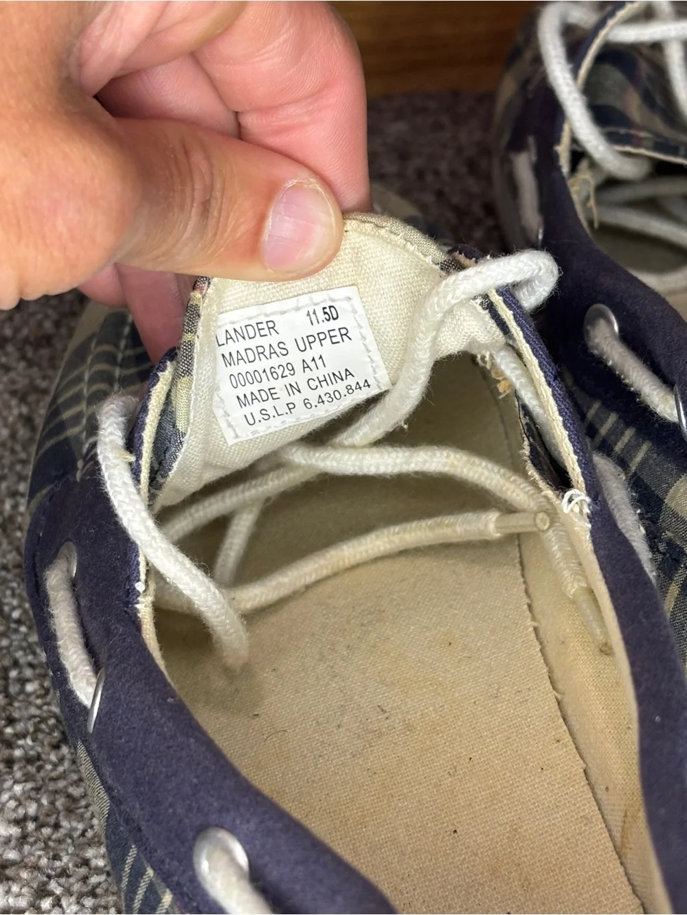 Polo Ralph Lauren Lander Boat Shoes Men’s 11.5 D blue Madras